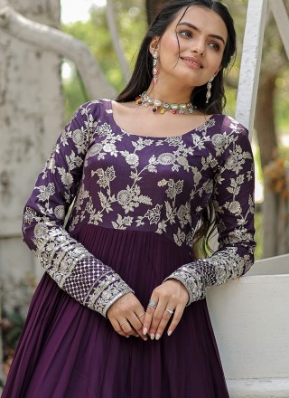 Wine Viscose Ceremonial Gown