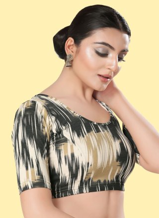 Winsome Gold Georgette Blouse with Print Work