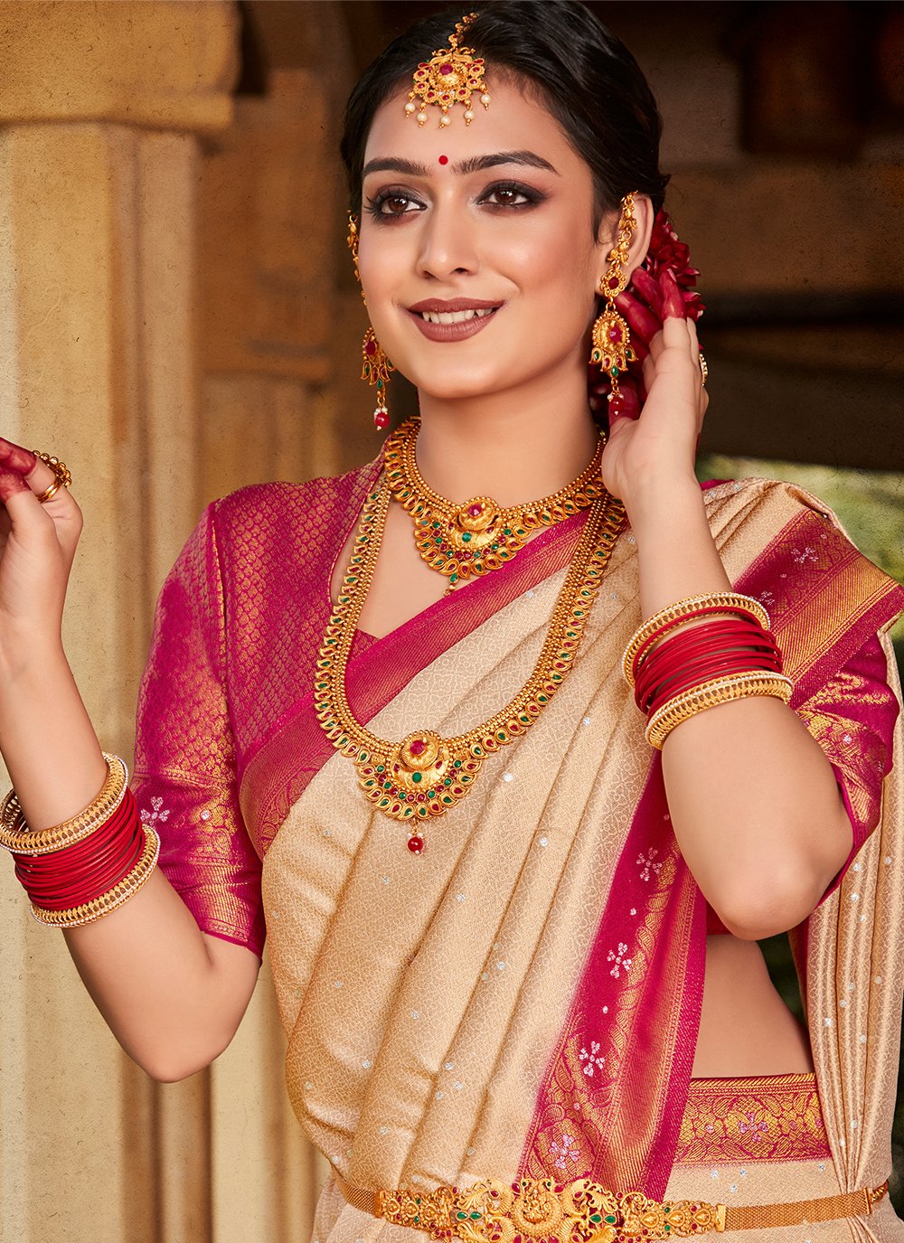 Pink Designer Kanjivaram Paithani Saree with Paithani Border and Pallu |  TST | The Silk Trend