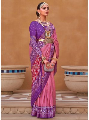 Woven Patola Silk  Trendy Saree in Pink