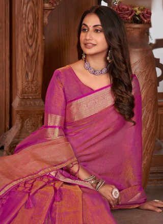 Woven Pink Trendy Saree