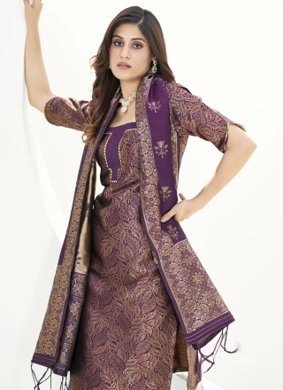 Woven Purple Trendy Salwar Kameez 