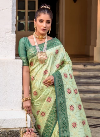 Woven Sea Green Banarasi Silk Designer Saree