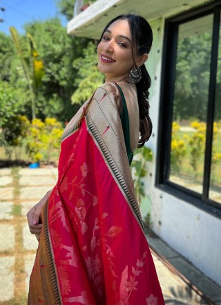 Woven Silk Pink Saree