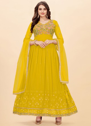 Yellow Rayon Anarkali Kurti Long Gown Pant and Dupatta Set Designer Kurti  Set Kurta for Women Printed Anarkali Gown Suit Wedding Kurti Dress - Etsy