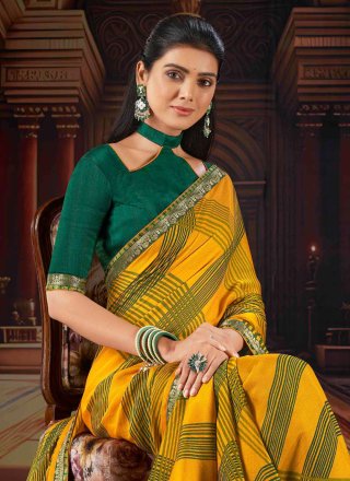 Yellow Chiffon Festival Contemporary Saree