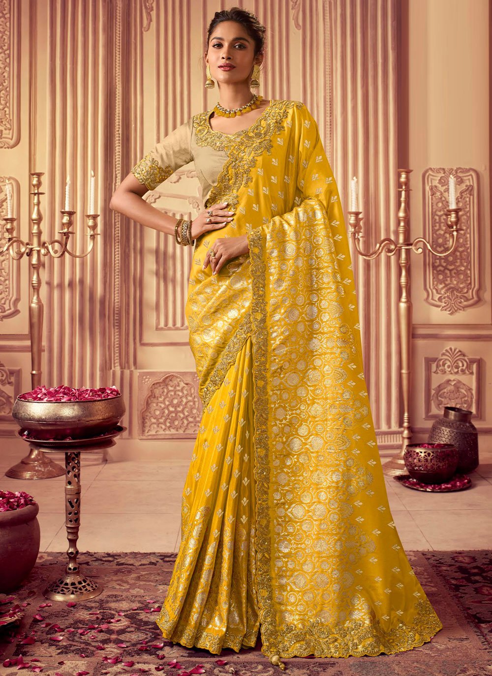 Yellow Saree - Buy Designer Sarees Online at Clothsvilla
