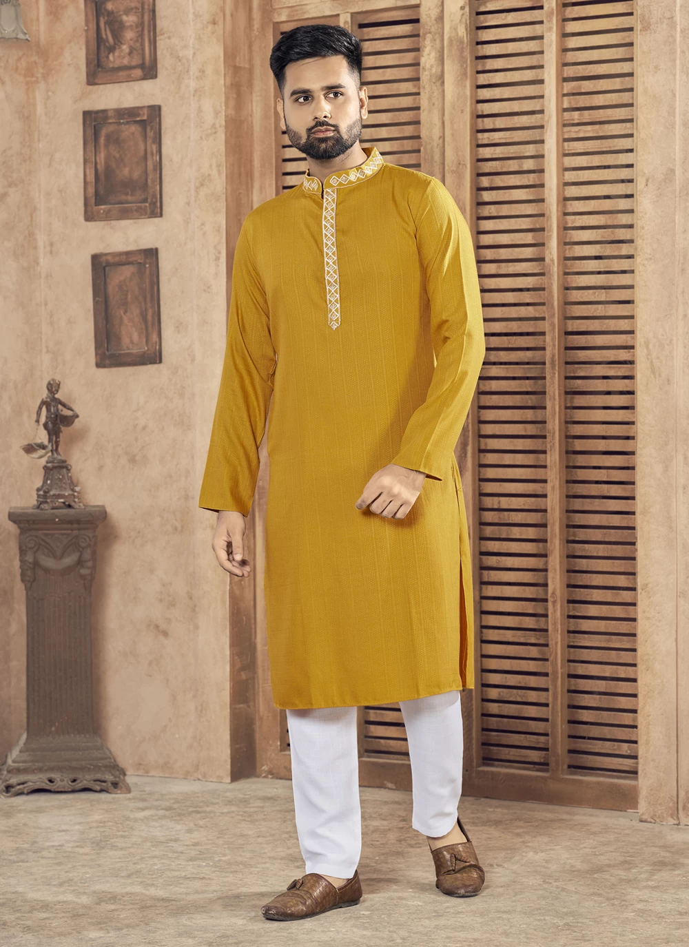 Buy Yellow Color Kurta Pyjama Online