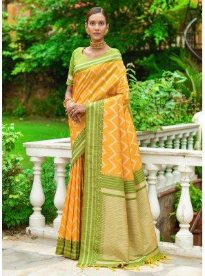 Yellow Contemporary Style Saree