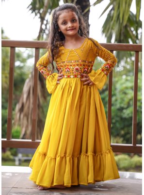 Yellow Embroidered Ceremonial Gown 