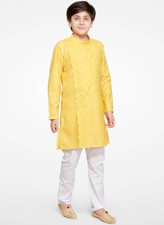 Yellow Embroidered Kurta Pyjama