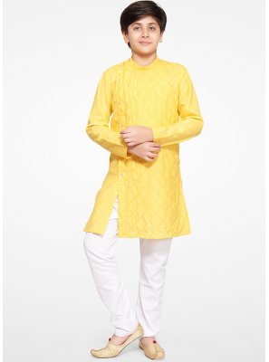 Yellow Embroidered Kurta Pyjama