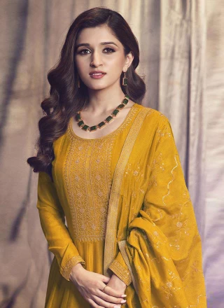 Yellow Embroidered Silk Trendy Salwar Kameez