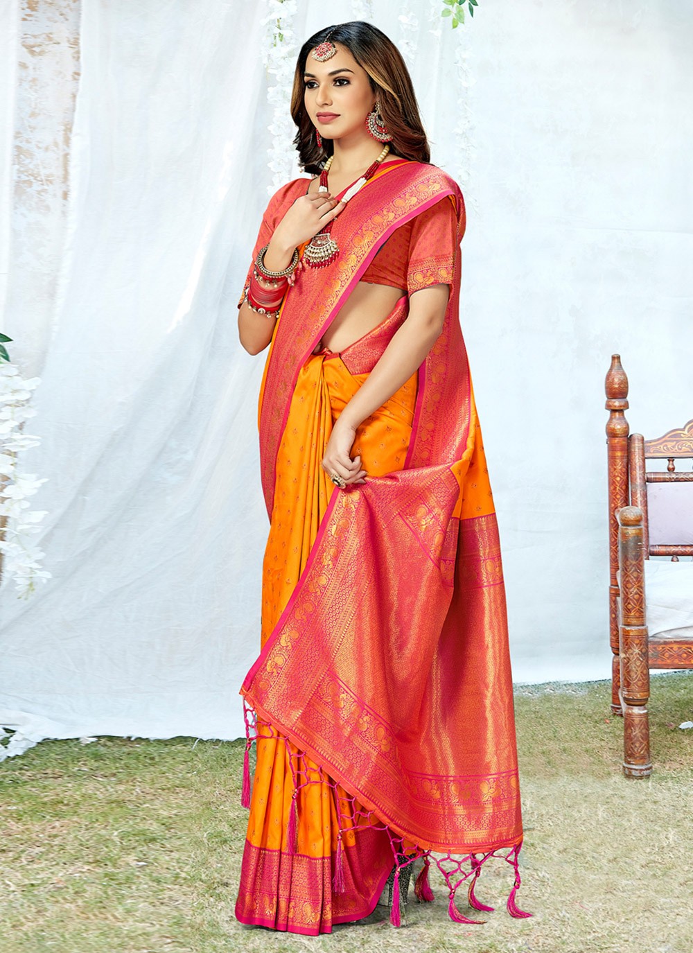 fcity.in - Fanta And Grey Colour Vichitra Silk Nyloan Net Havy Embroidered  And