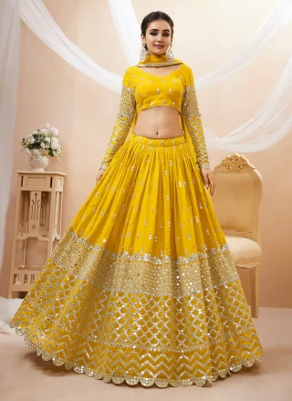 Elegant Designer Yellow Net Lehenga Choli for Wedding Online - YOYO Fashion  : u/yoyofashionsurat