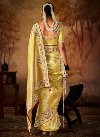 Yellow Kanjivaram Silk Classic Sari