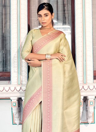 Kanjivaram Silk Designer Saree In Yellow