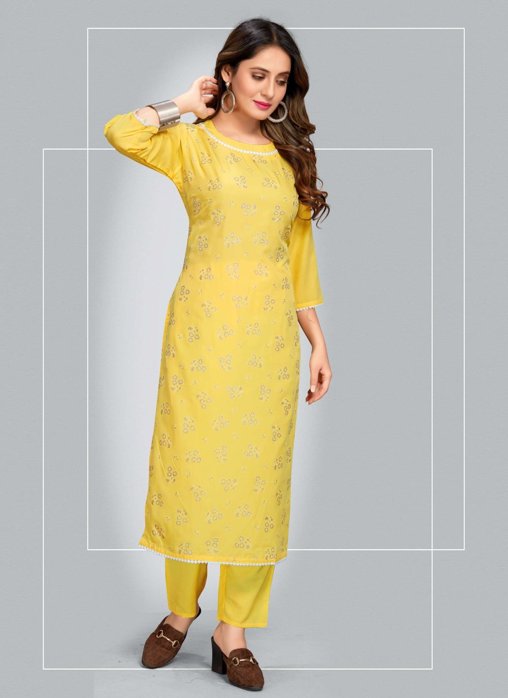 Buy Yellow Mehndi Pant Style Suit Online