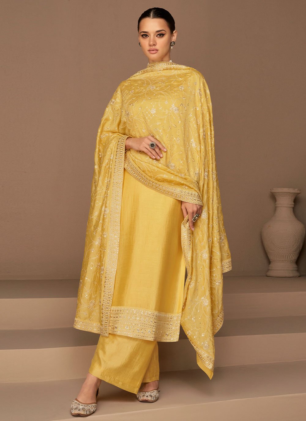 Yellow Mehndi Trendy Salwar Kameez