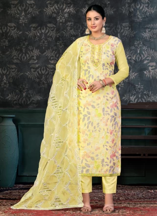 Yellow Organza Trendy Salwar Suit