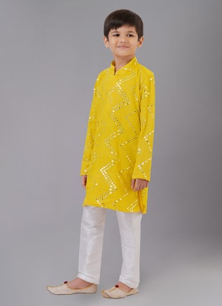 Yellow Sequins Kurta Pyjama