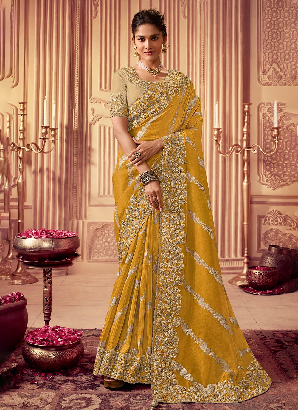 Bridal heavy work saree best sale