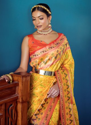 Yellow Trendy Designer Saree