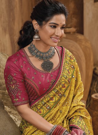 Yellow Wedding Banarasi Silk Saree