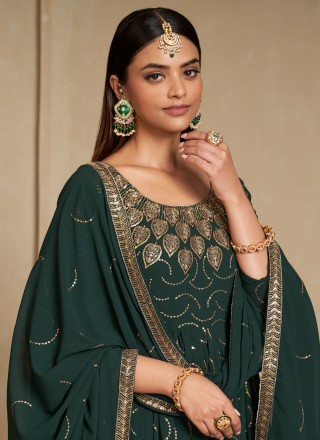 Zari Faux Georgette Trendy Gown