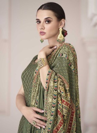 Zari Green Silk Trendy Salwar Kameez