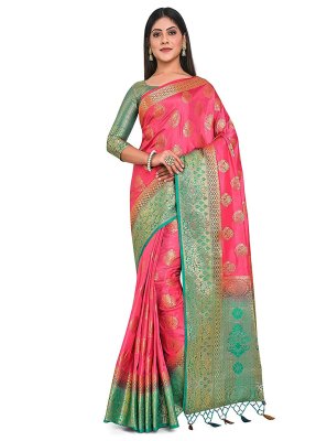 Zari Kanjivaram Silk Classic Saree in Pink