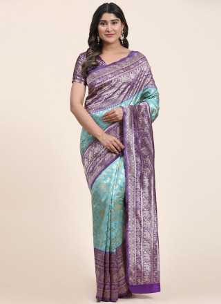 Zari Multi Colour Art Banarasi Silk Classic Saree
