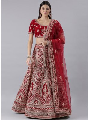 Zari Silk Trendy Lehenga Choli in Red