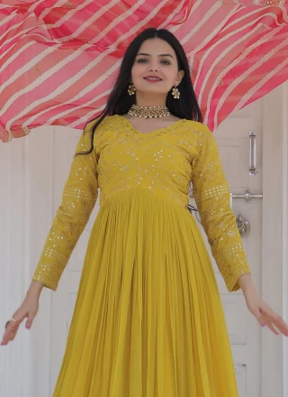 Zari Yellow Floor Length Gown