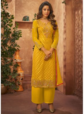 Zari Yellow Salwar Suit 