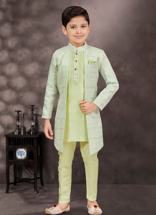 Adorning Green Banarasi Silk Sherwani Kids Wear