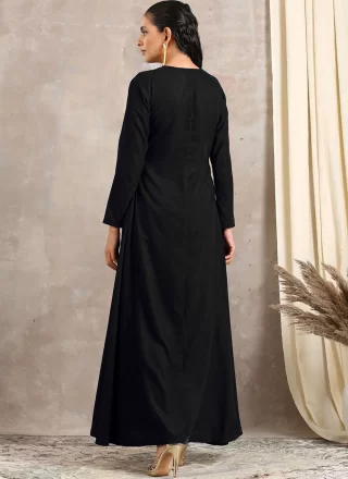 Appealing Black Velvet Casual Kurti with Embroidered Work