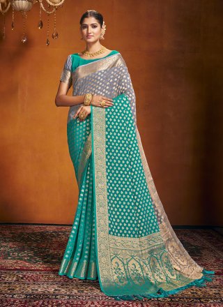 Blue saree chikankari saree wedding shopping online sarees lucknowi work  silk saree – VIVARANG