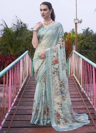 Shop Online Modest Brown Georgette Contemporary Sari with