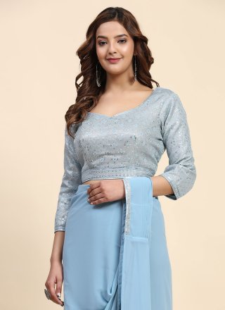 Aqua Blue Georgette Classic Sari