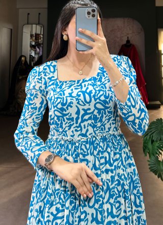Aqua Blue Georgette  Designer Gown
