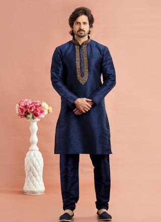 Art Banarasi Silk Kurta Pyjama In Blue
