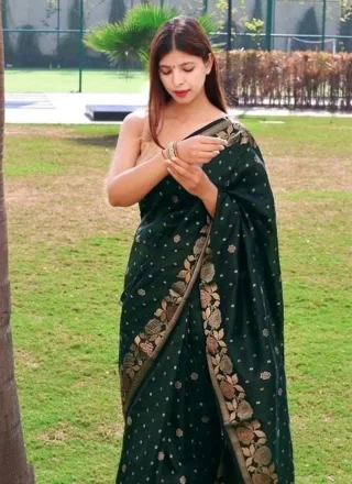 Art Banarasi Silk Trendy Saree In Green