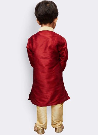 Art Dupion Silk Kurta Pyjama In Red