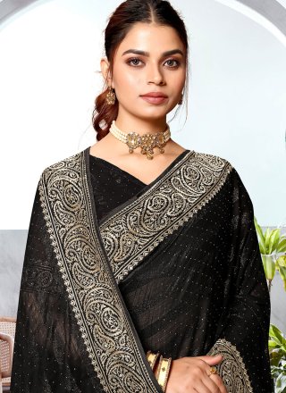Art Silk Classic Sari In Black