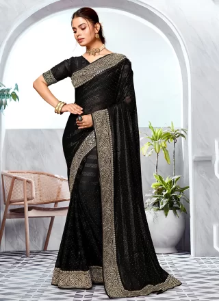 Art Silk Classic Sari In Black
