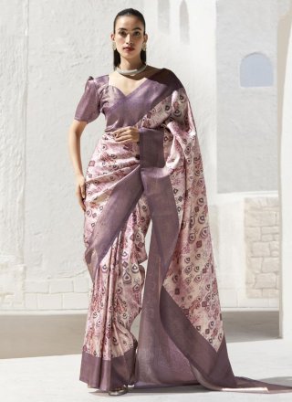 Art Silk Contemporary Saree In Pink and Purple