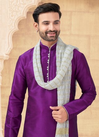 Art Silk Dhoti Kurta In Purple