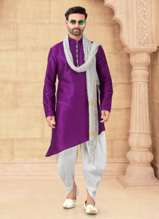 Art Silk Dhoti Kurta In Purple