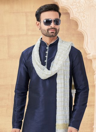 Art Silk Dhoti Kurta with Fancy and Plain Work